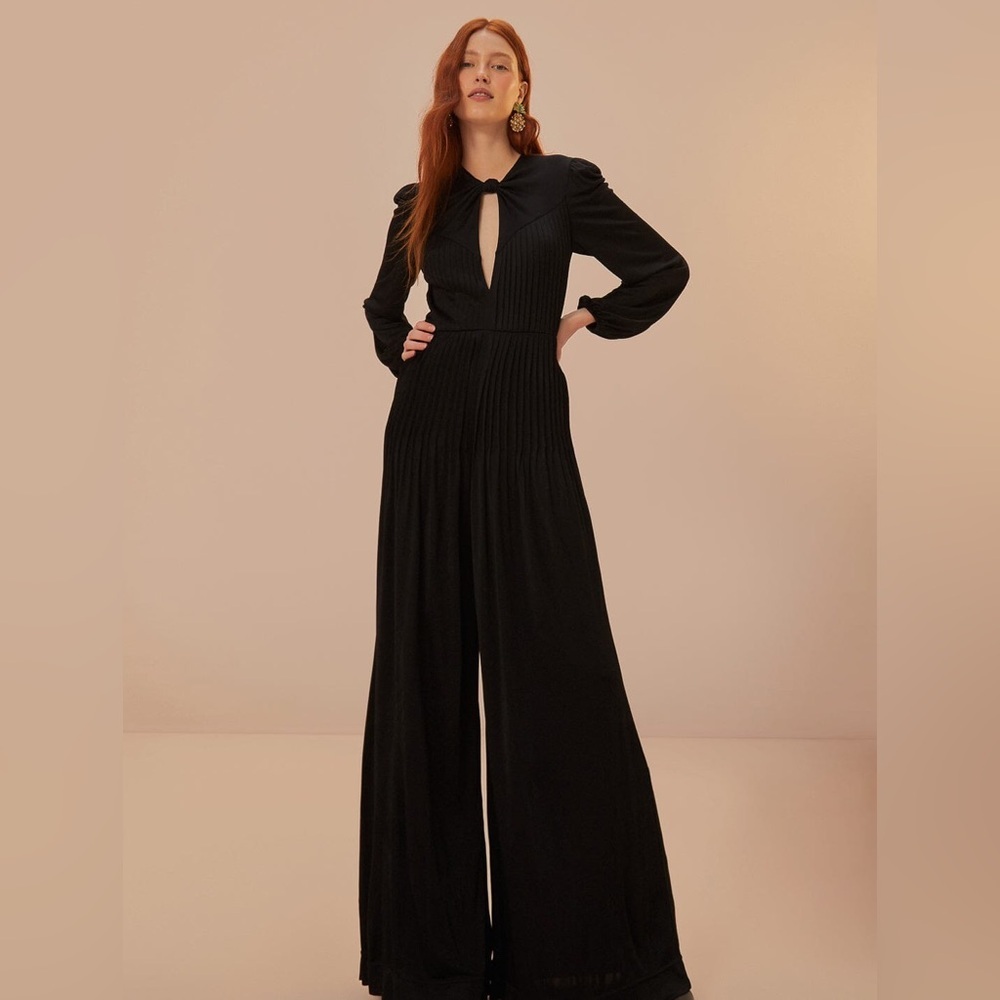 FARM Rio Black Long Sleeve Knot Jumpsuit - Picture 3 of 10